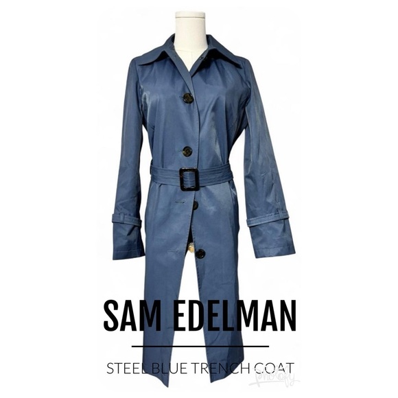 Sam Edelman Steel Blue Structured Trench Coat Size small - Picture 3 of 5